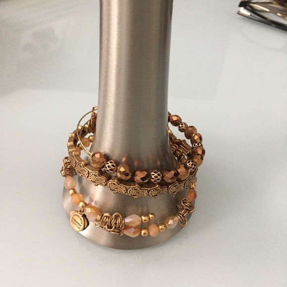 Alex and Ani stack of 3 bracelets (beaded &flat) - Picture 2 of 4